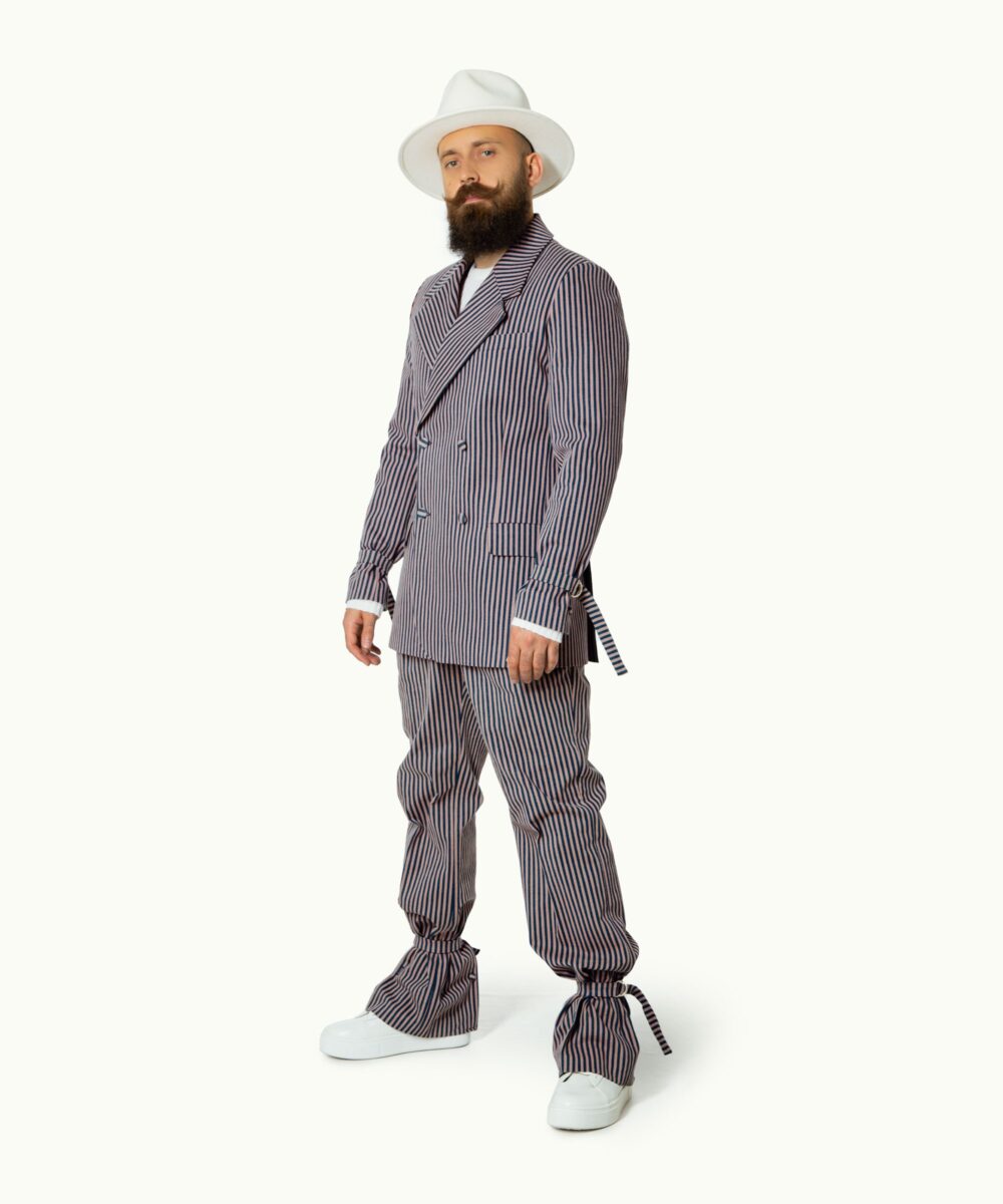 Men - Suit Jackets - Denim - Maître Suit Jacket Mud Striped Image 1