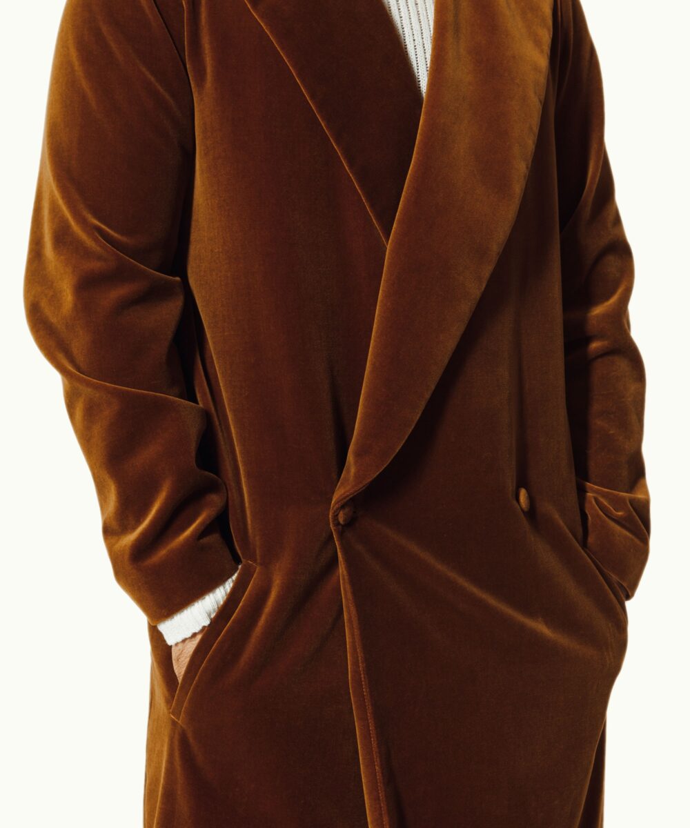 Men - Robes - Opium Robe Rust Velvet Image 7