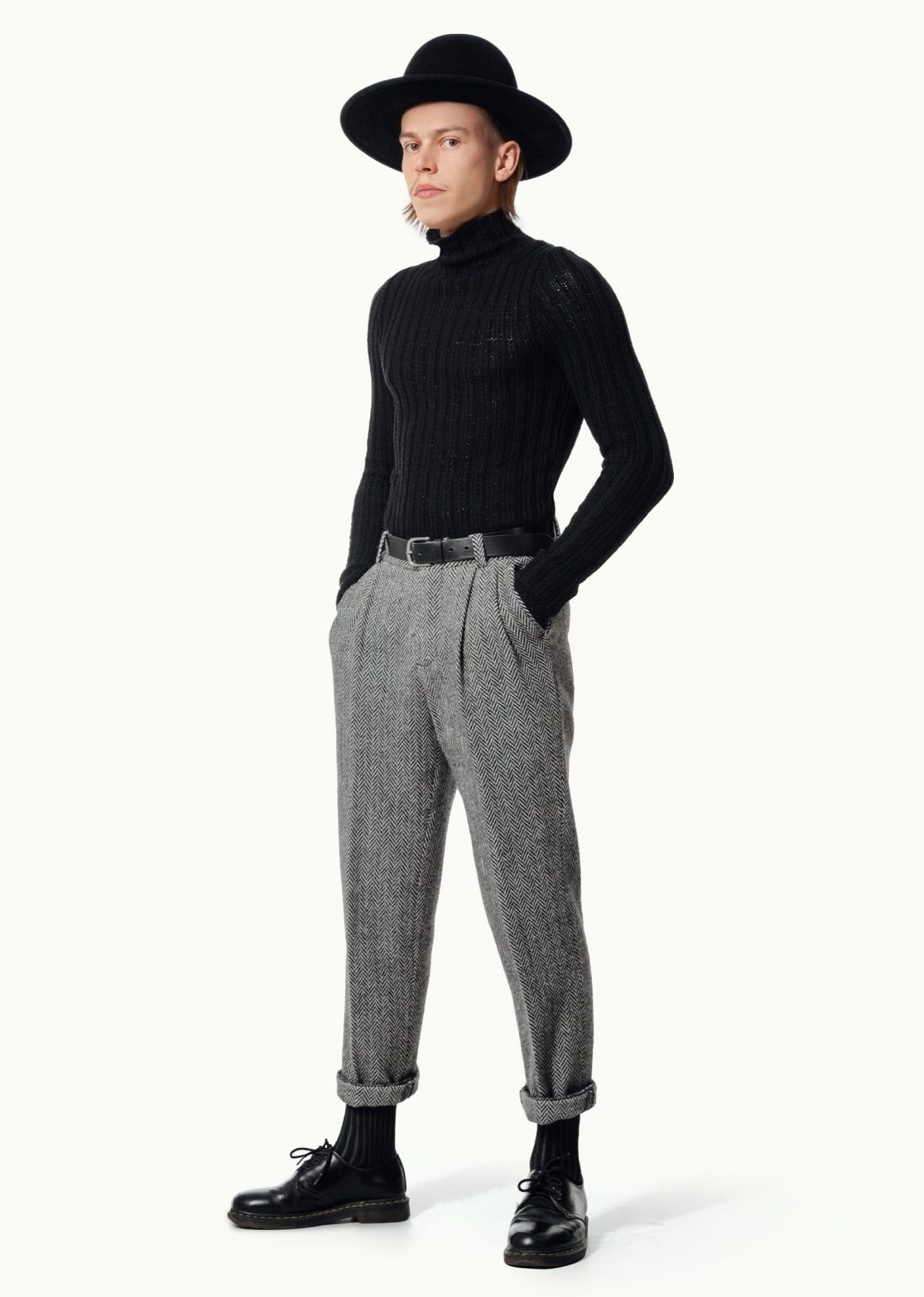 Men - Trousers - Mahorka B&W Herringbone Image Primary