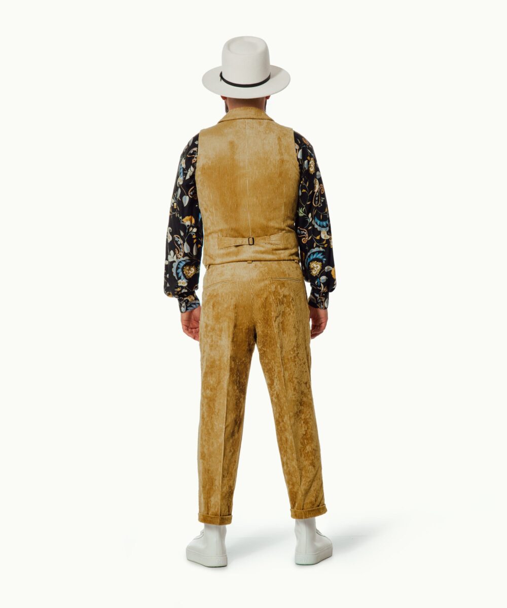 Men - Waistcoats - Gilet a Revers Golden Corduroy Image 4