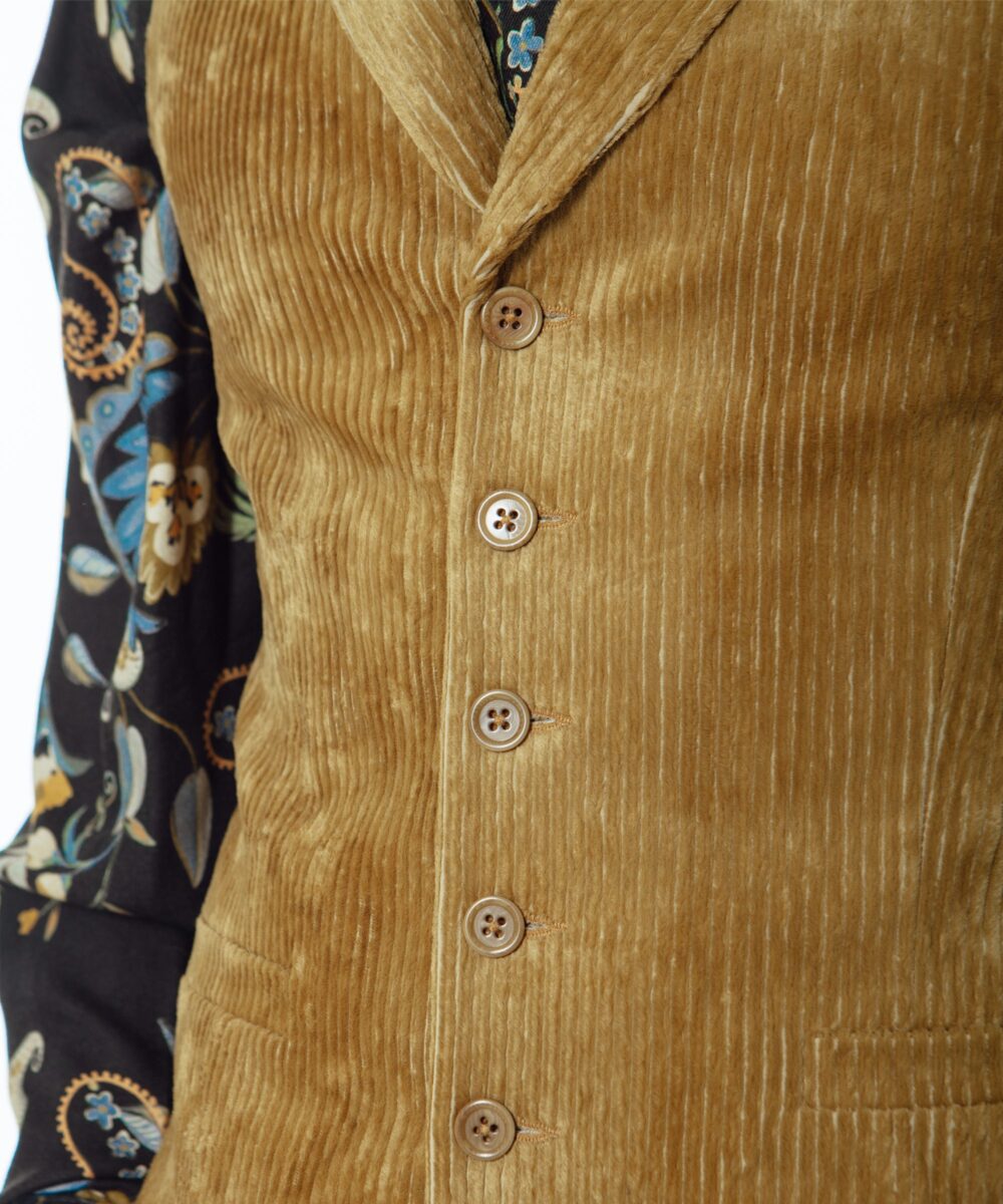 Men - Waistcoats - Gilet a Revers Golden Corduroy Image 5