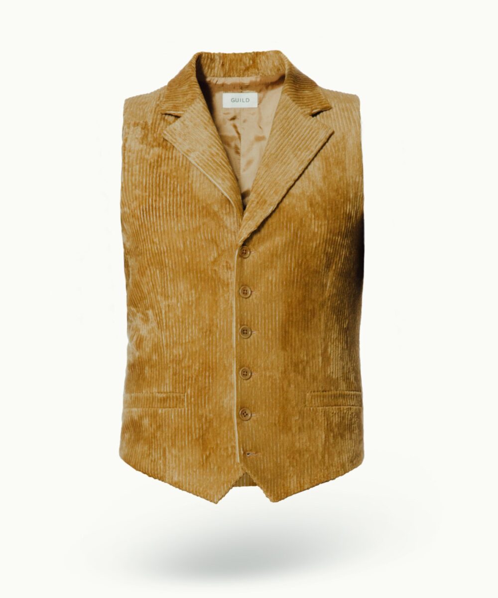 Men - Waistcoats - Gilet a Revers Golden Corduroy Image 6