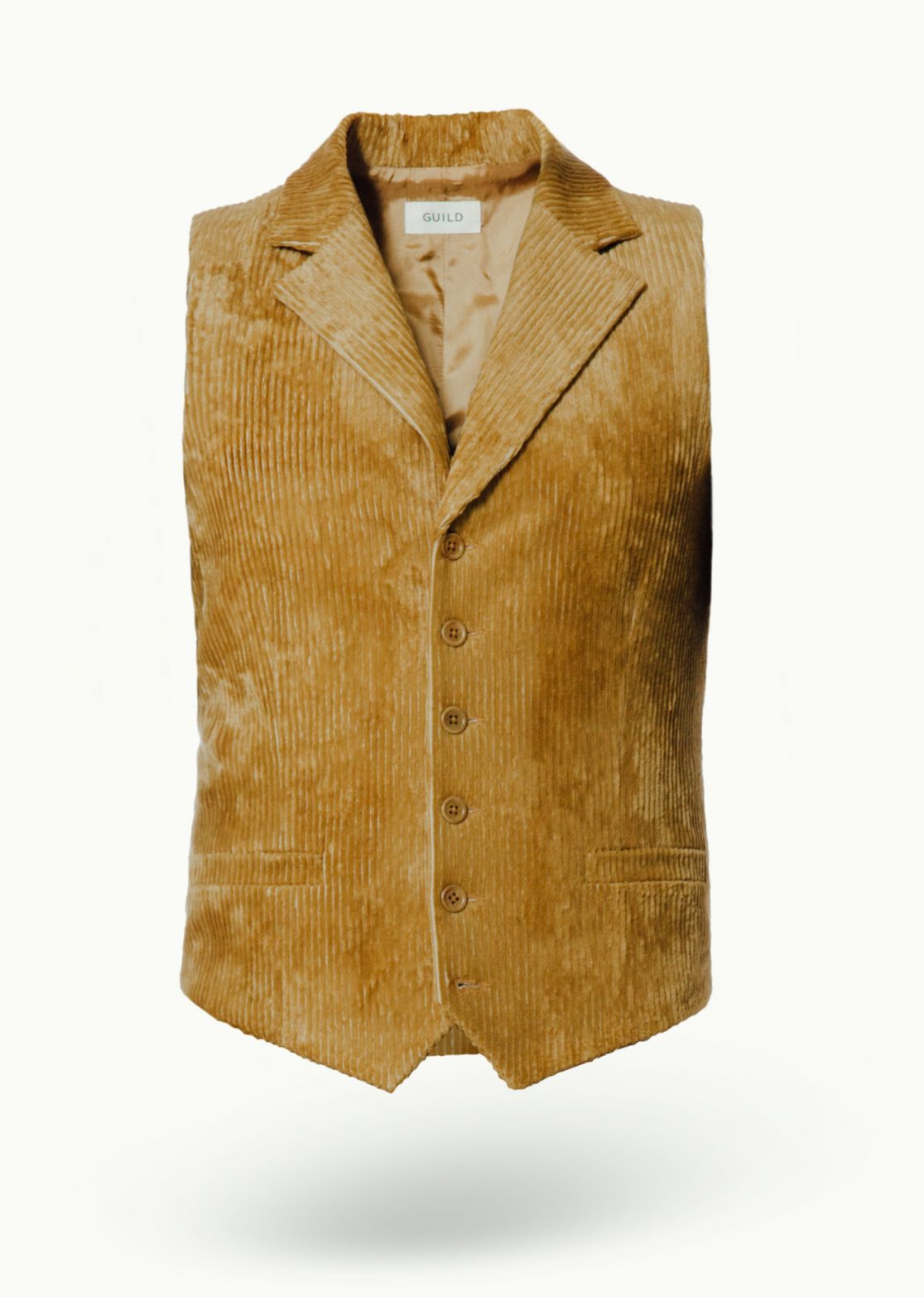 Men - Waistcoats - Gilet a Revers Golden Corduroy Image Primary