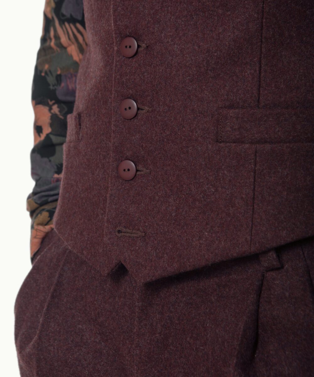 Men - Waistcoats - High Vest Burgundy Image 6