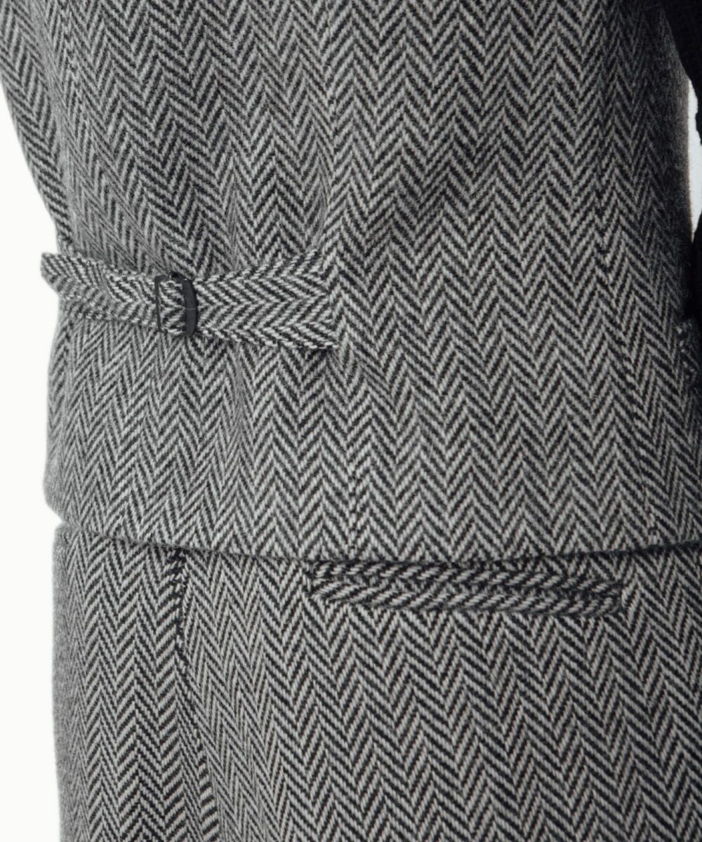 Men - Waistcoats - V Vest B/W Herringbone Image 5