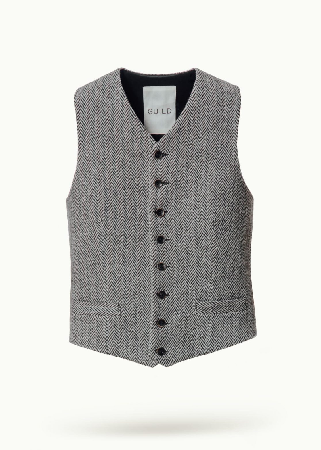 Men - Waistcoats - V Vest B/W Herringbone Image Secondary