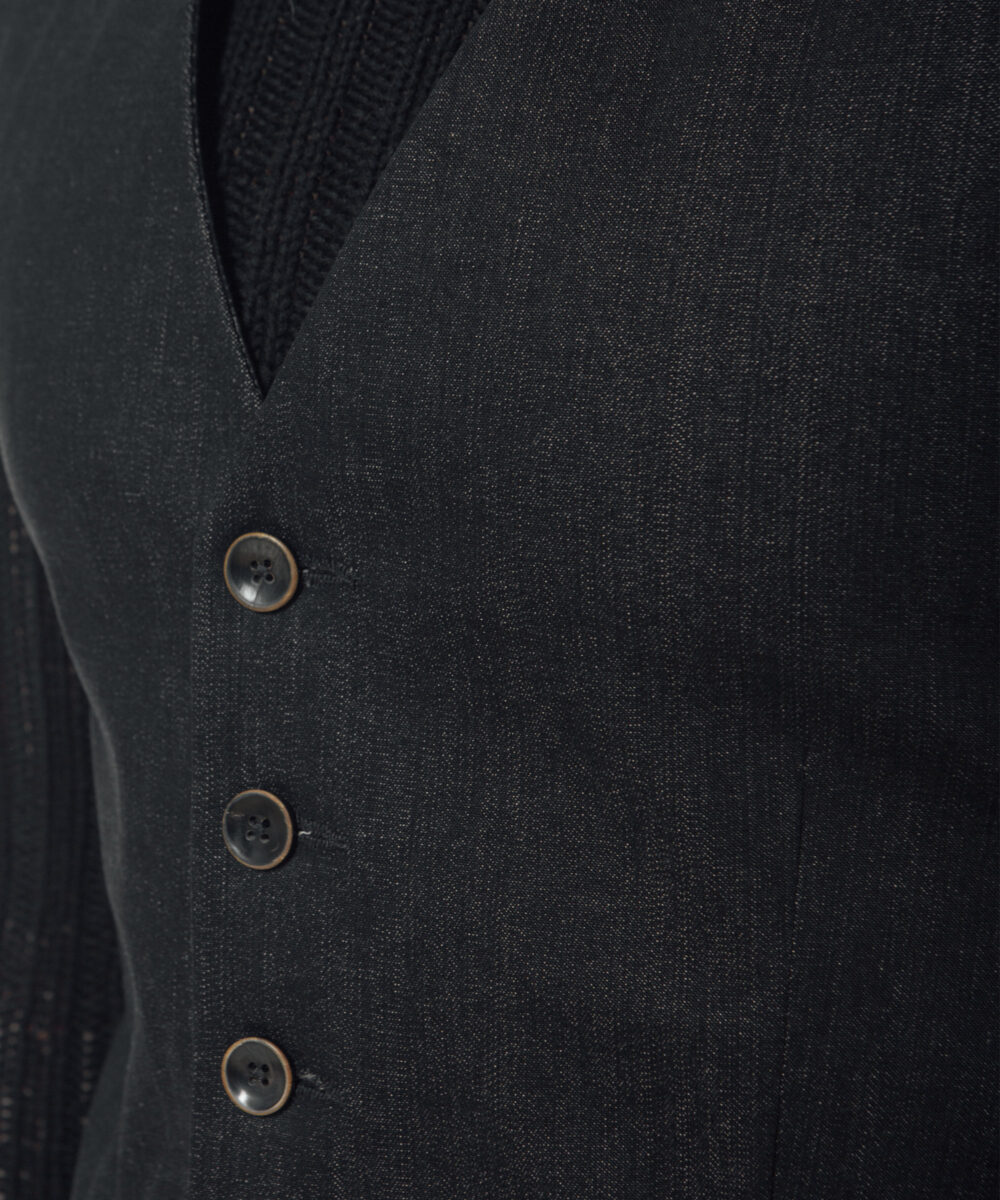 Men - Denim - Waistcoats - Deep V Vest Black Vintage Image 5