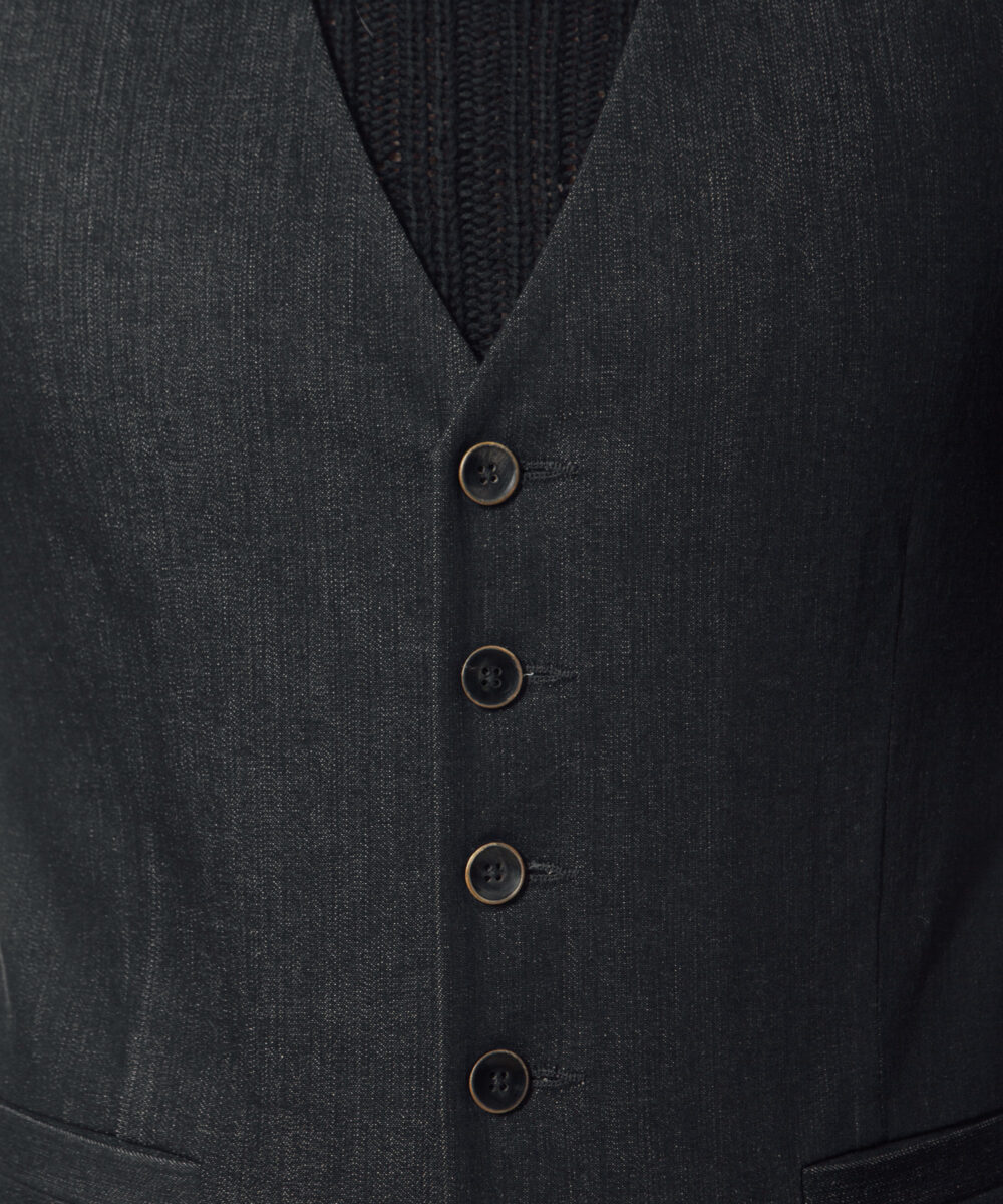 Men - Denim - Waistcoats - Deep V Vest Black Vintage Image 6