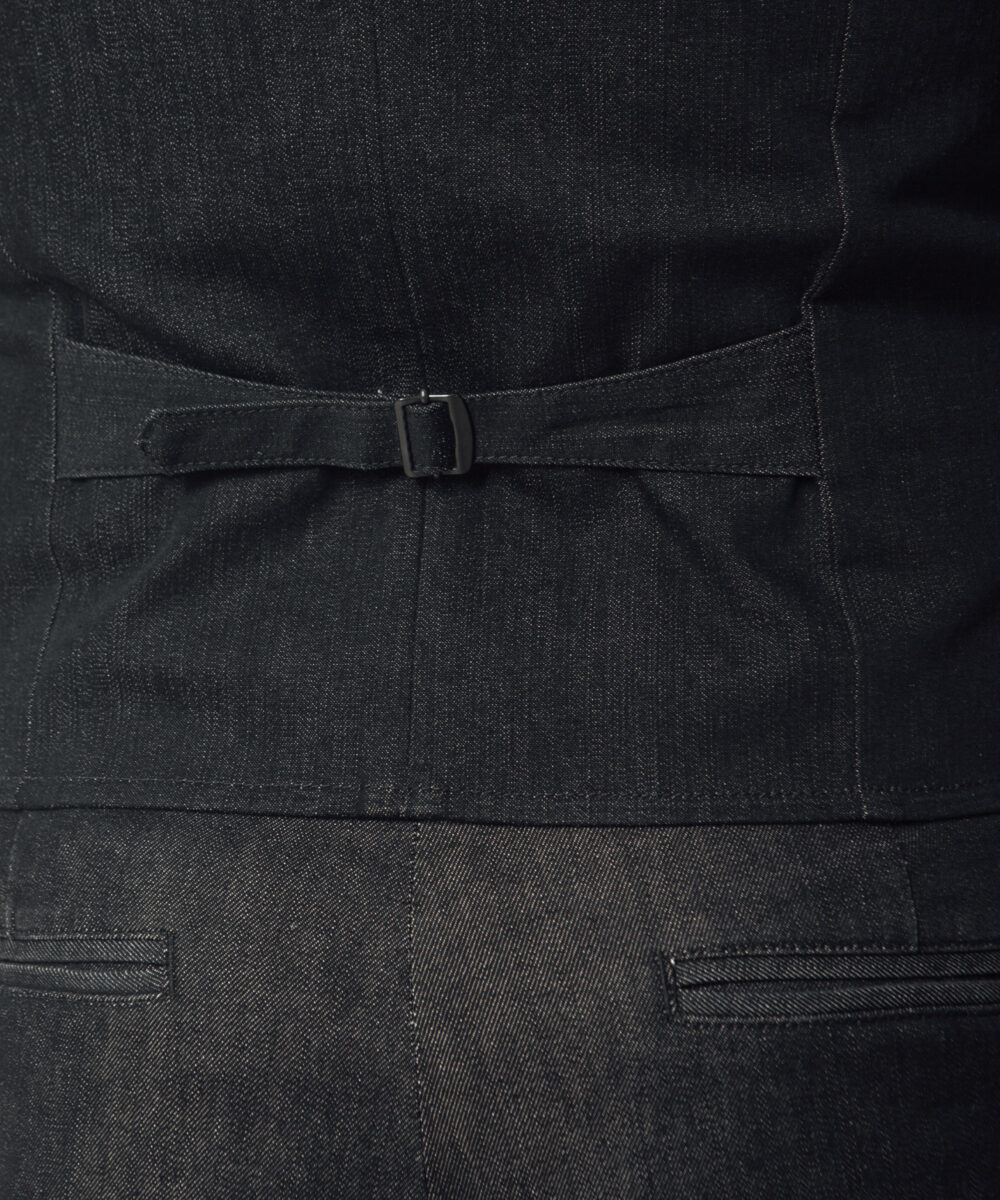 Men - Denim - Waistcoats - Deep V Vest Black Vintage Image 7