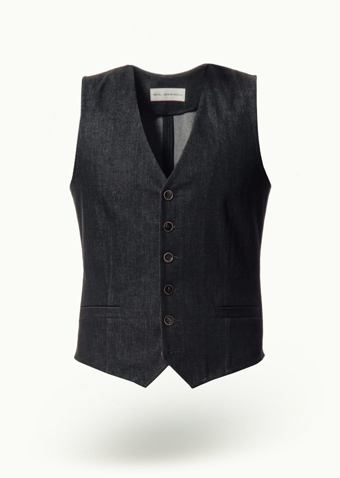 Men - Denim - Waistcoats - Deep V Vest Black Vintage Image Primary