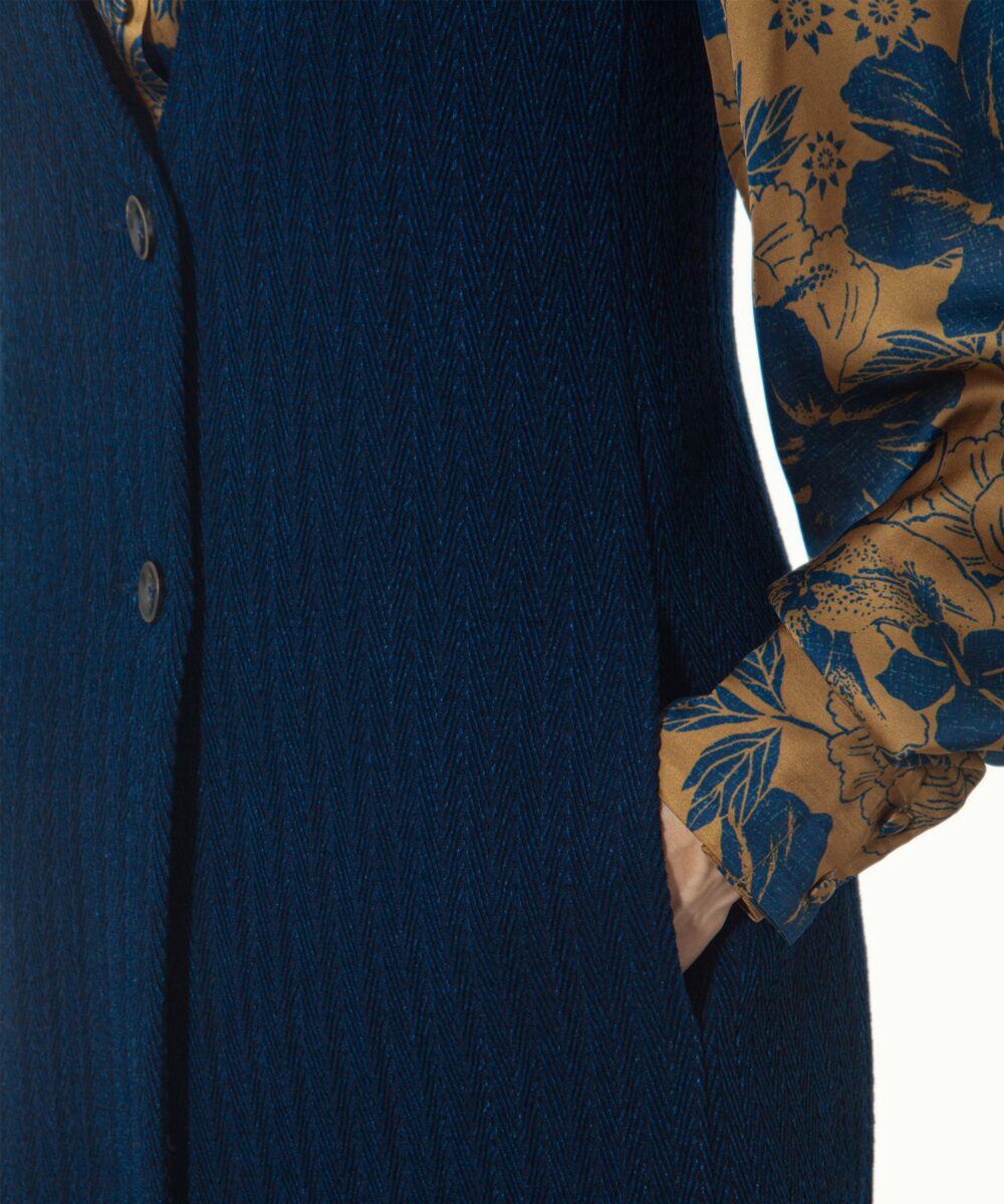 Women - Denim - Waistcoats - Gilet Blue Indigo Herringbone Image 5