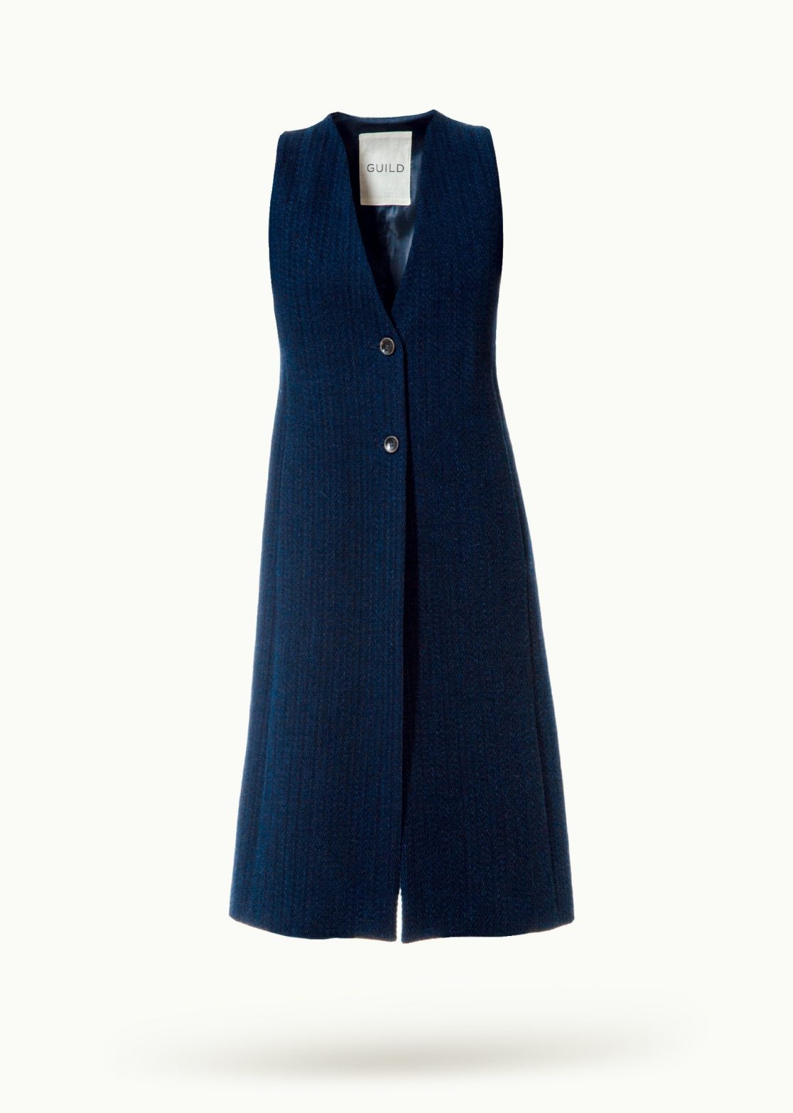 Women - Denim - Waistcoats - Gilet Blue Indigo Herringbone Image Primary