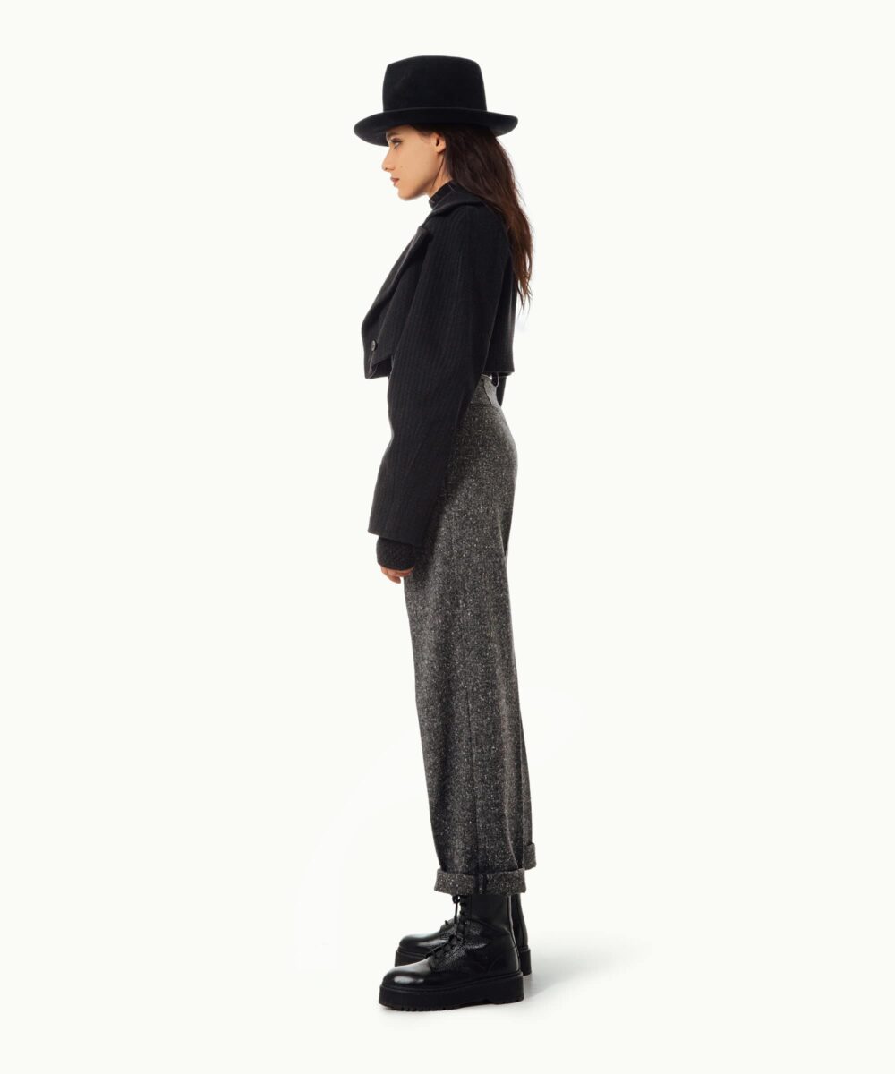 Women - Denim - Jackets - Spencer Crop Jacket Black Herringbone Image 3