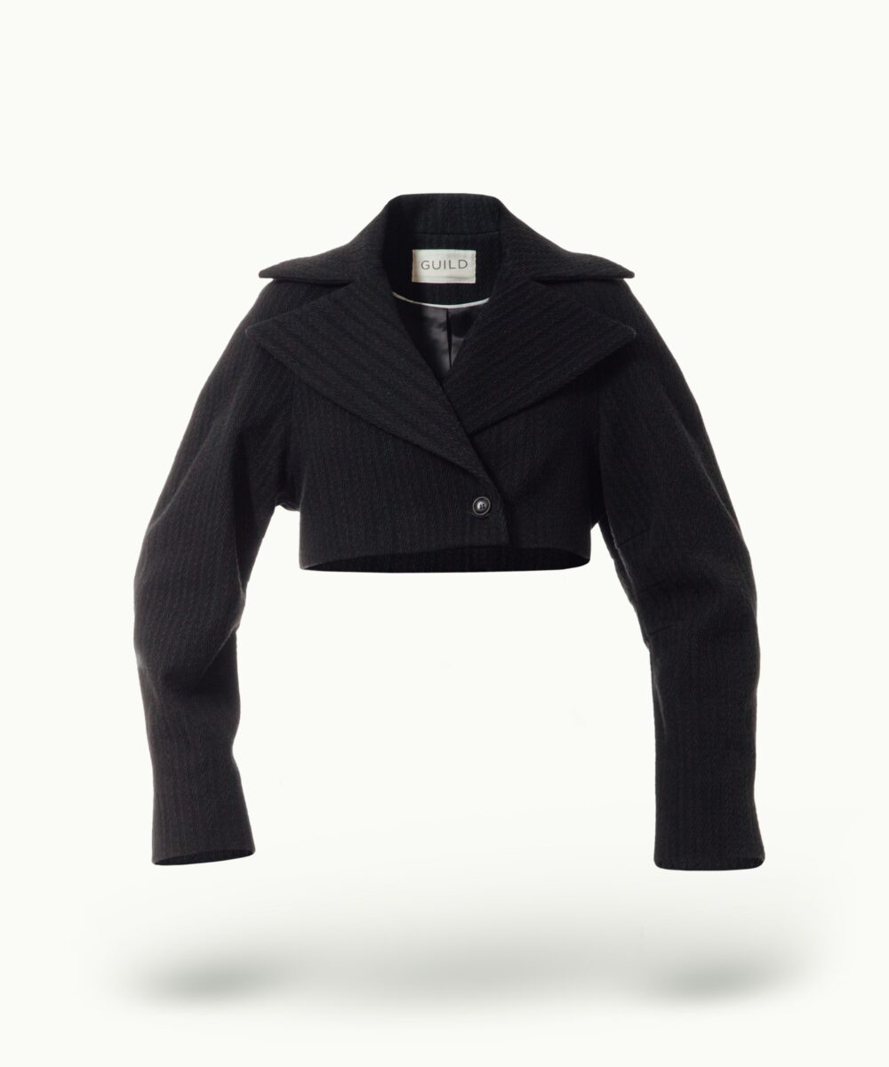 Women - Denim - Jackets - Spencer Crop Jacket Black Herringbone Image 6