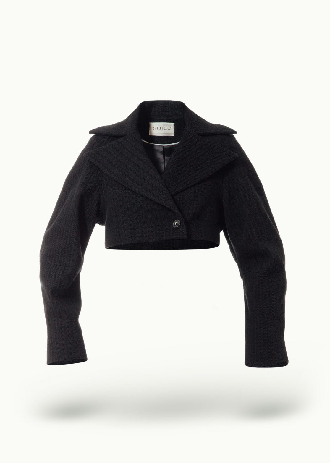 Women - Denim - Jackets - Spencer Crop Jacket Black Herringbone Image Secondary