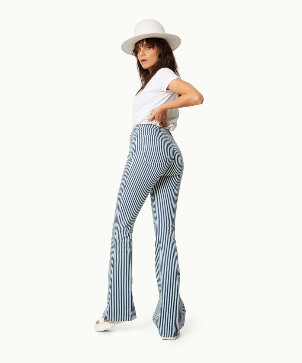 Women - Denim - Jeans - Mercury Jeans 10oz White Striped Indigo Image 3