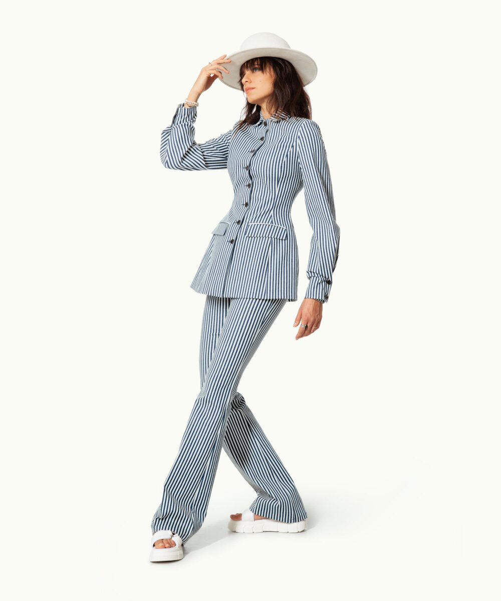 Women - Denim - Suit Jackets - Caraco Jacket White Striped Image 1