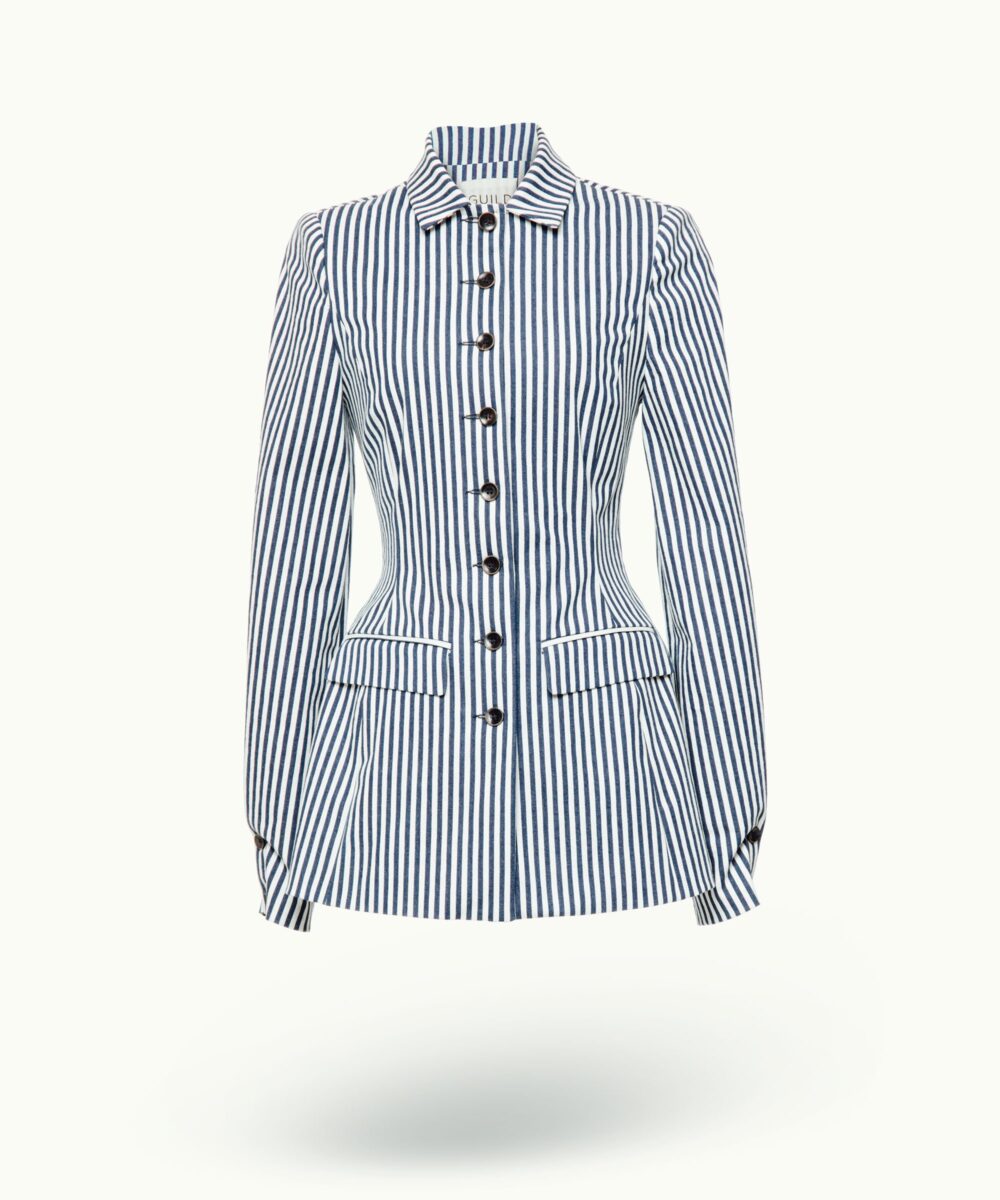 Women - Denim - Suit Jackets - Caraco Jacket White Striped Image 6