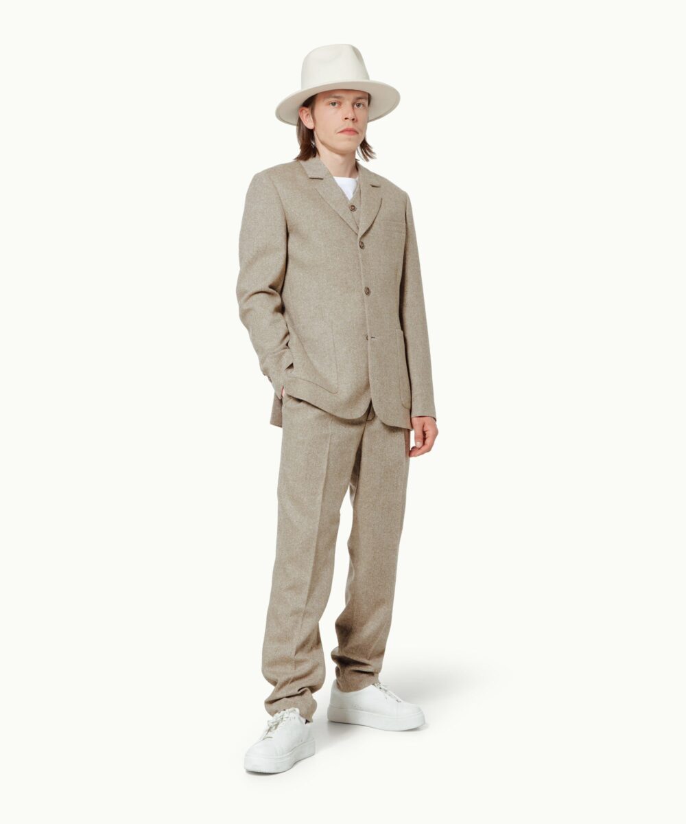 Men - Suit Jackets - Willidow Suit Jacket Beige Herringbone Image 1
