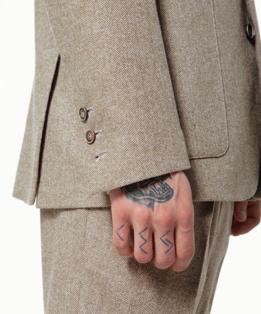 Men - Suit Jackets - Willidow Suit Jacket Beige Herringbone Image 4