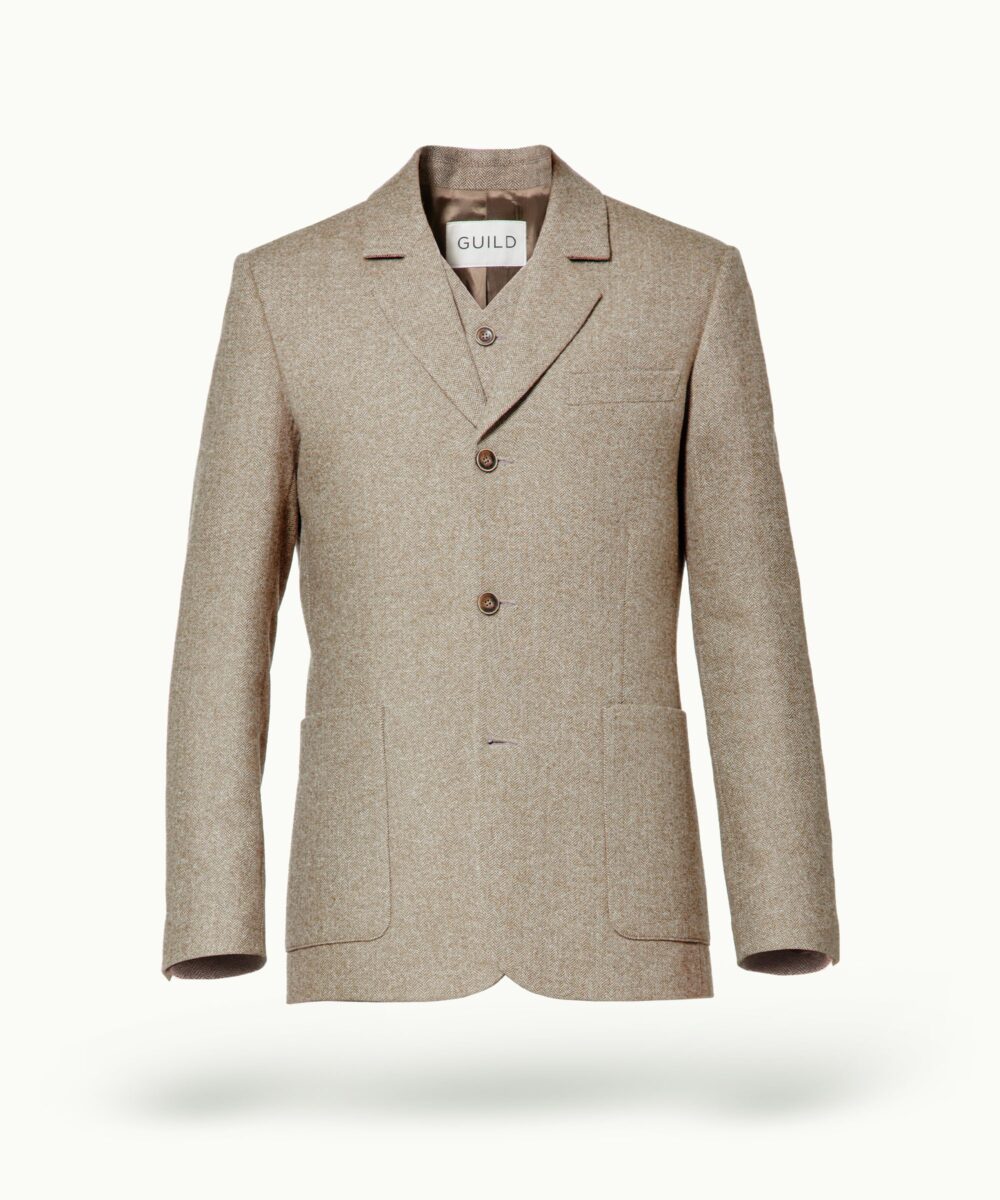 Men - Suit Jackets - Willidow Suit Jacket Beige Herringbone Image 5