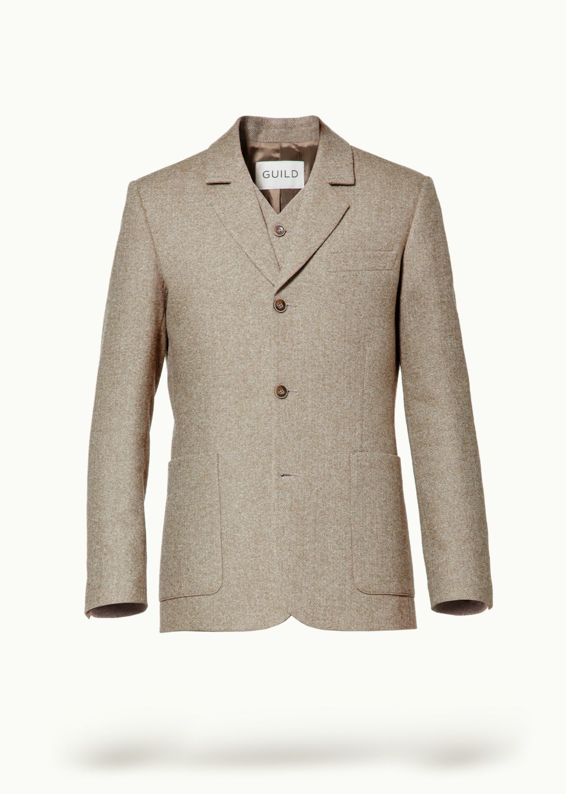 Men - Suit Jackets - Willidow Suit Jacket Beige Herringbone Image Primary
