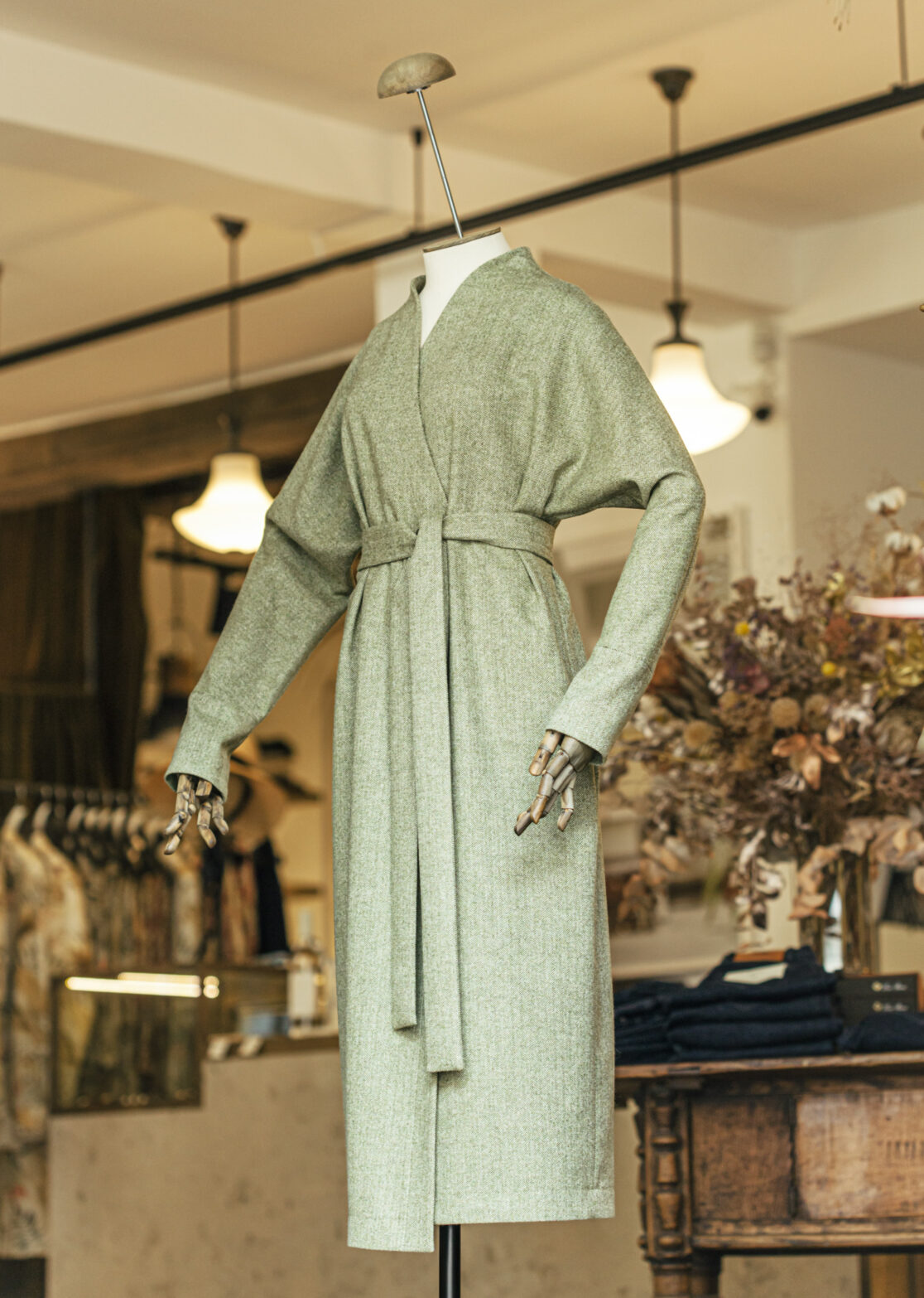 NEW IN - Women - Robe Astlanda Green Herringbone Image Primary